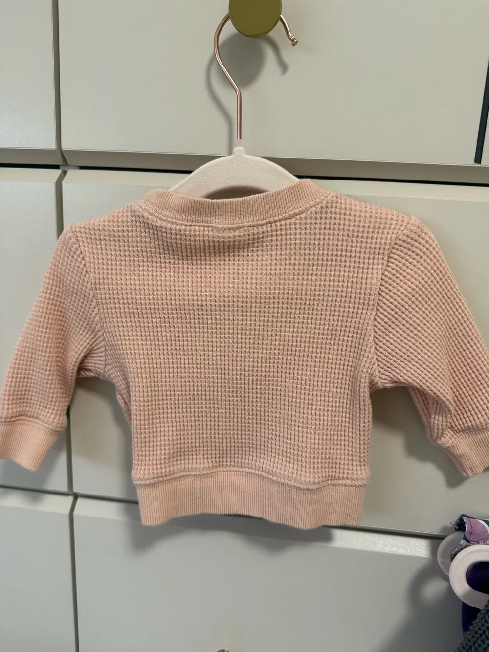 Carter's newborn waffle knit sweatshirt in light pink